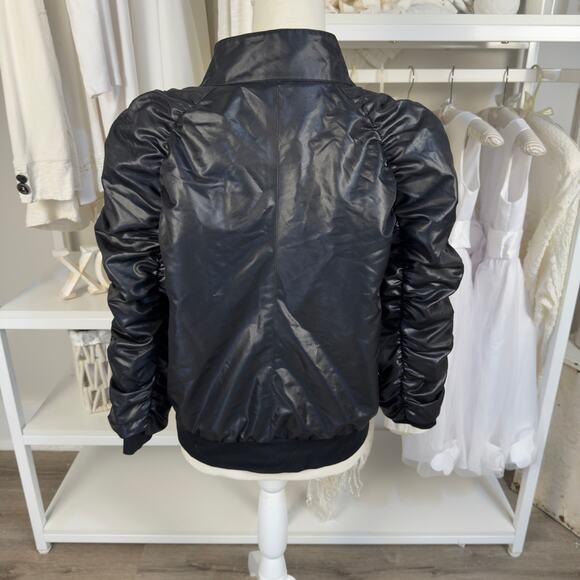 Kenneth Cole New York Women's Size M Faux Black Leather Zip Up Jacket #3407 - Picture 4 of 9